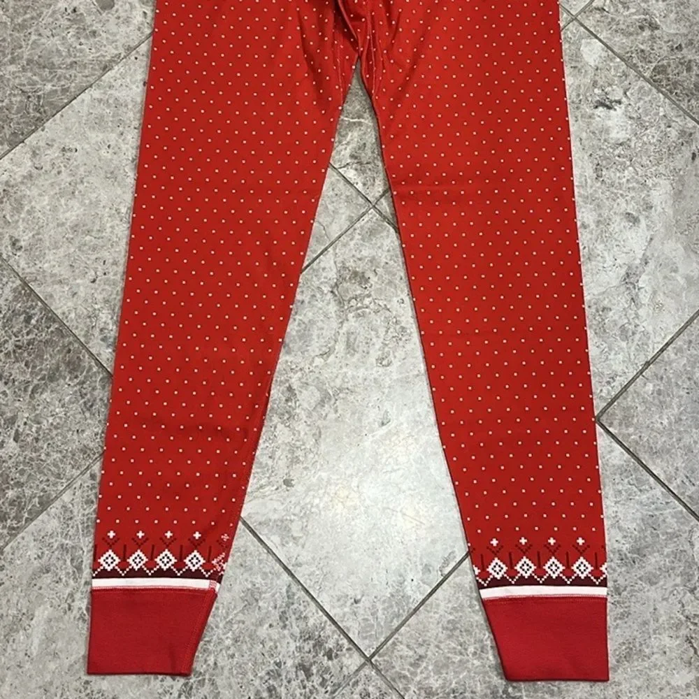 Hanna Andersson Heritage Fair Isle Red Long John PJ Pajama Pant Medium